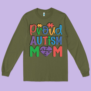 Proud Autism Mom Long Sleeve Tee Designed By Cowhidedigitalart