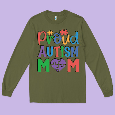 Proud Autism Mom Long Sleeve Tee Designed By Cowhidedigitalart