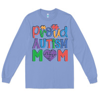 Colony Blue Proud Autism Mom Long Sleeve Tee - CowhideDigitalArt