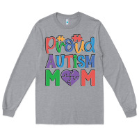 Heather Grey Proud Autism Mom Long Sleeve Tee - CowhideDigitalArt