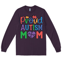 Plum Proud Autism Mom Long Sleeve Tee - CowhideDigitalArt