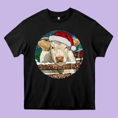 Charolais Cow Christmas Heavy Core Tee Designed By Ranaportraitstore