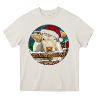 Cream Charolais Cow Christmas Heavy Core Tee - RanaPortraitStore