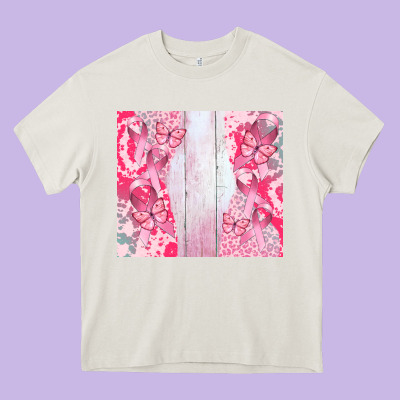 Custom Name  Breast Cancer Heavy Core Tee Designed By Cowgirlartshop