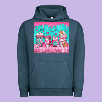 Pink Christmas Coffee Urban Hoodie Designed By Jasminsmagicworld
