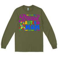 Army Green Proud Autism Mom Long Sleeve Tee - CowhideDigitalArt