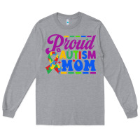 Heather Grey Proud Autism Mom Long Sleeve Tee - CowhideDigitalArt