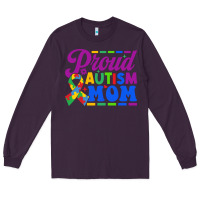 Plum Proud Autism Mom Long Sleeve Tee - CowhideDigitalArt