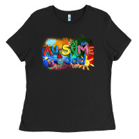 Black Au-some dad Autism Ladies Tee - FaDigitalArtStudio