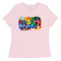 Bubblegum Pink Au-some dad Autism Ladies Tee - FaDigitalArtStudio