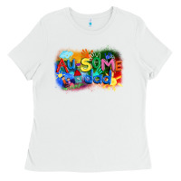 White Au-some dad Autism Ladies Tee - FaDigitalArtStudio