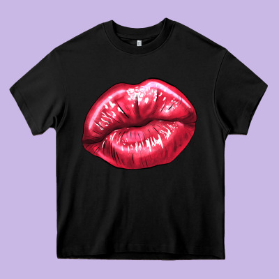 Lip Mark Valentine's Day Heavy Core Tee Designed By Howdyjamesfarm