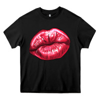 Black Lip mark Valentine's Day Heavy Core Tee - HowdyJamesFarm