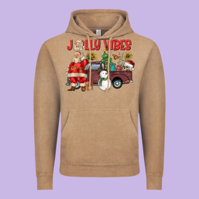 Jolly Vibes Vintage Hoodie Designed By Cowhidedigitalart