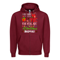 Burgundy i just want to drink hot chocolate watch christmas movies premium Zipper Hoodie - baoMotion
