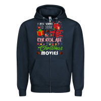Navy i just want to drink hot chocolate watch christmas movies premium Zipper Hoodie - baoMotion