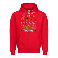 Red i just want to drink hot chocolate watch christmas movies premium Zipper Hoodie - baoMotion