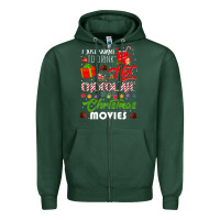 Sports Green i just want to drink hot chocolate watch christmas movies premium Zipper Hoodie - baoMotion