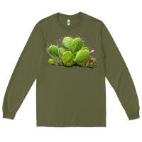 Army Green Desert Prickly Pear Cactus Long Sleeve Tee - LillyAllenDesigns