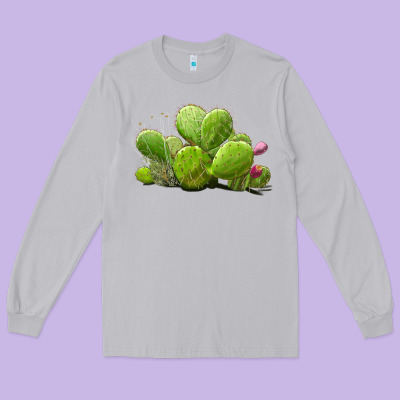 Desert Prickly Pear Cactus Long Sleeve Tee Designed By Lillyallendesigns