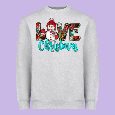 Love Christmas Snowman Heavyweight Sweatshirt Designed By Jahusdesignshop