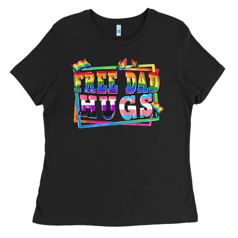 Free Dad Hugs Pride Ladies Tee by FaDigitalArtStudio | Teevron