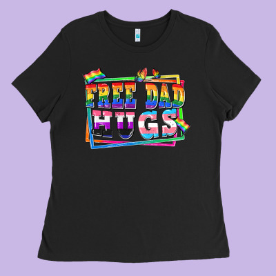 Free Dad Hugs Pride Ladies Tee Designed By Fadigitalartstudio