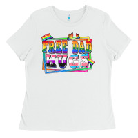 White Free dad hugs pride Ladies Tee - FaDigitalArtStudio
