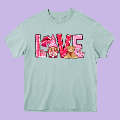 Love With Gnome Valentine's Day Heavy Core Tee Designed By Howdyjamesfarm