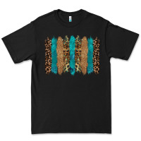 Black glitter turqoise leopard tooled leather background Premium Tee - RanaPortraitStore