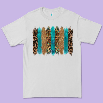 Glitter Turqoise Leopard Tooled Leather Background Premium Tee Designed By Ranaportraitstore