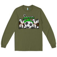 Army Green Soccer Mom Long Sleeve Tee - CowhideDigitalArt
