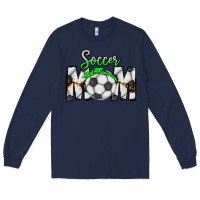 Navy Soccer Mom Long Sleeve Tee - CowhideDigitalArt