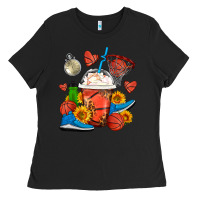 Black Basketball Frappe Coffee Ladies Tee - FaDigitalArtStudio