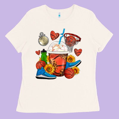 Basketball Frappe Coffee Ladies Tee Designed By Fadigitalartstudio