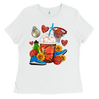 White Basketball Frappe Coffee Ladies Tee - FaDigitalArtStudio