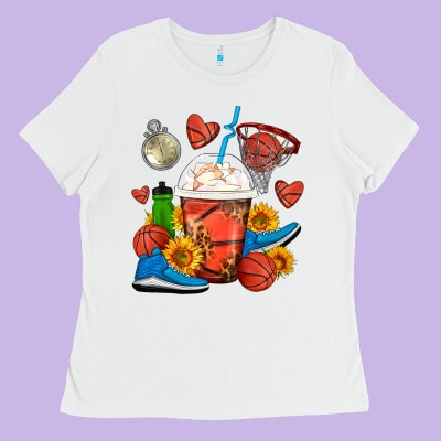Basketball Frappe Coffee Ladies Tee Designed By Fadigitalartstudio