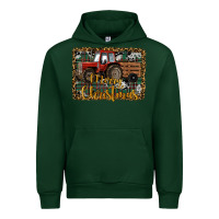 Forest Green Merry Christmas Farm Tractor Urban Hoodie - RanaPortraitStore