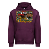 Mauve Wine Merry Christmas Farm Tractor Urban Hoodie - RanaPortraitStore