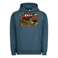 Pigment Midnight Navy Merry Christmas Farm Tractor Urban Hoodie - RanaPortraitStore