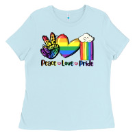 Baby Blue Peace love Pride Ladies Tee - FaDigitalArtStudio