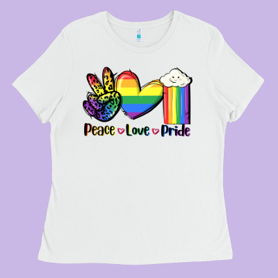 Peace Love Pride Ladies Tee Designed By Fadigitalartstudio