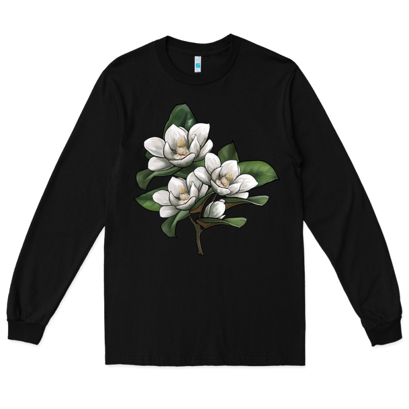 Magnolia Flower Illustration Long Sleeve Tee by LillyAllenDesigns | Teevron