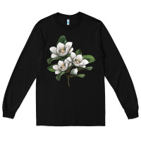 Black Magnolia Flower Illustration Long Sleeve Tee - LillyAllenDesigns