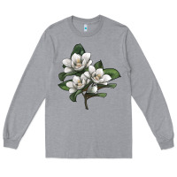 Heather Grey Magnolia Flower Illustration Long Sleeve Tee - LillyAllenDesigns