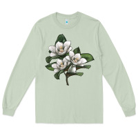 Matcha Magnolia Flower Illustration Long Sleeve Tee - LillyAllenDesigns