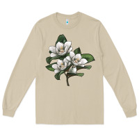 Mushroom Magnolia Flower Illustration Long Sleeve Tee - LillyAllenDesigns
