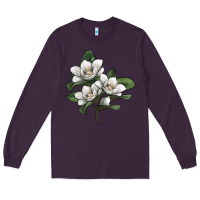 Plum Magnolia Flower Illustration Long Sleeve Tee - LillyAllenDesigns