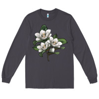 Smoke Magnolia Flower Illustration Long Sleeve Tee - LillyAllenDesigns