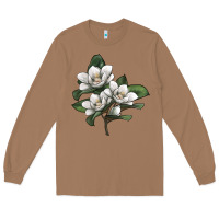 Toasted Coconut Magnolia Flower Illustration Long Sleeve Tee - LillyAllenDesigns